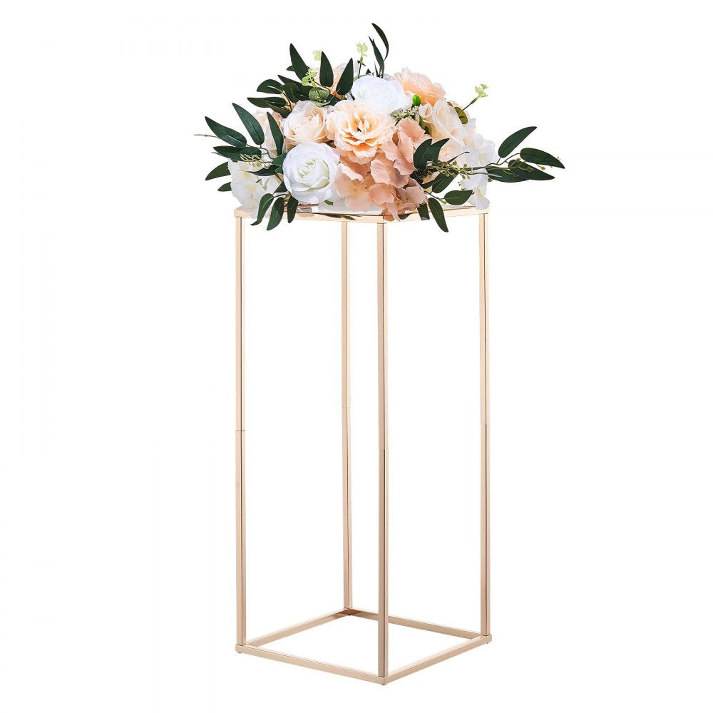 VEVOR Wedding Flower Stand, 10PCS 23.62-inch Column Flower Stand, Floral Stands with Metal Laminate, Rectangular Floral Display Rack for Wedding, Party, Birthday, Home, French Gold Stands