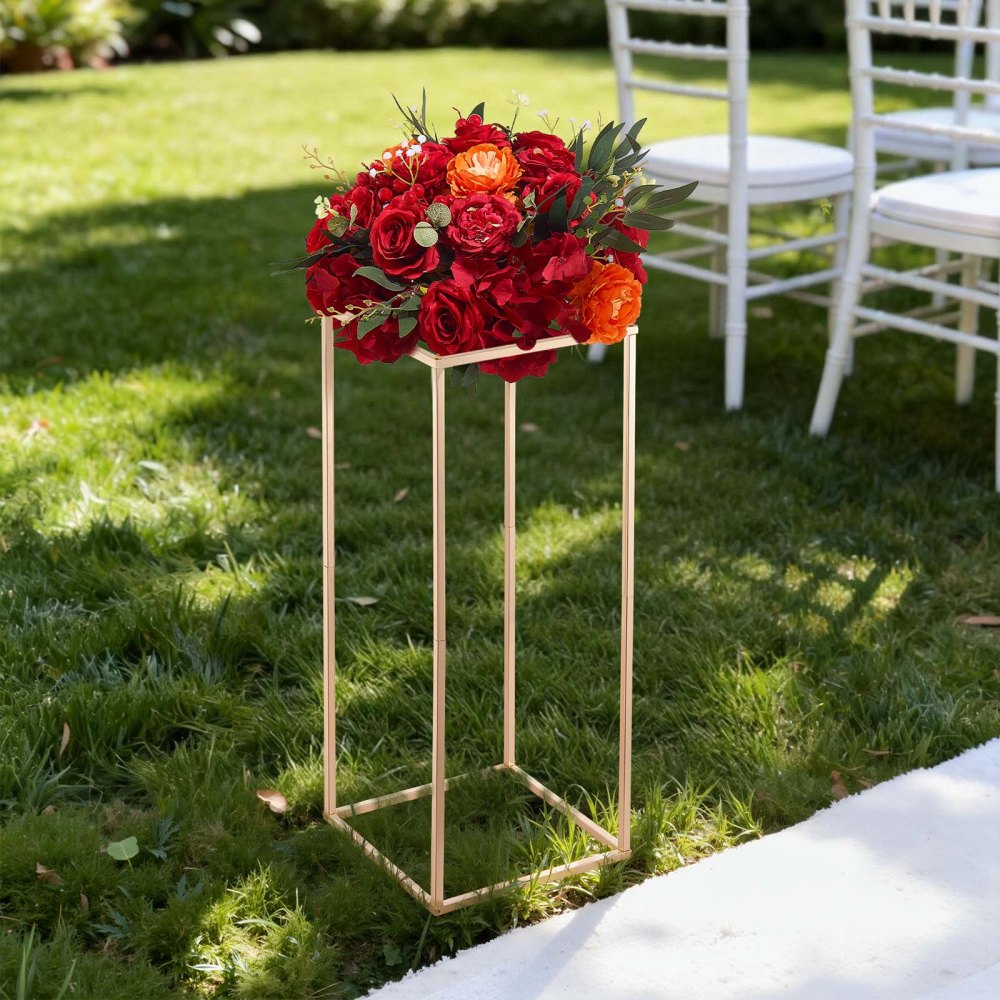VEVOR Wedding Flower Stand, 10PCS 23.62-inch Column Flower Stand, Floral Stands with Hidden Screw, Rectangular Cubic Floral Display Rack for Wedding, Party, Birthday, Home, French Gold Stands