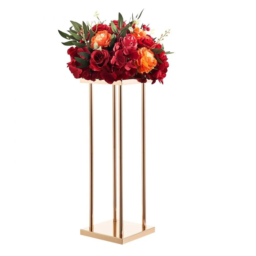 VEVOR Wedding Flower Stand, 10PCS 23.62-inch Column Flower Stand, Floral Stands with Metal Laminate, Cylindrical Cubic Floral Display Rack for Wedding, Party, Birthday, Home, French Gold Stands
