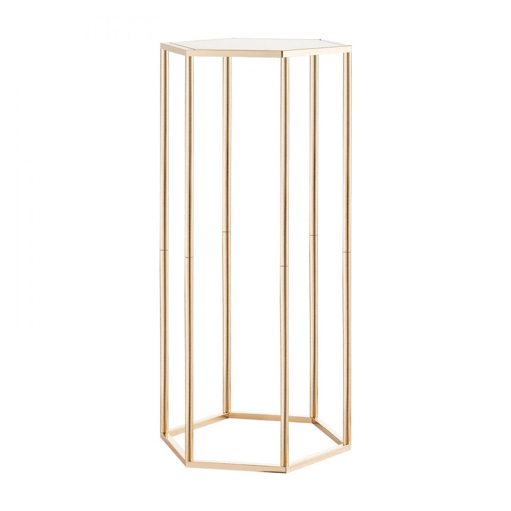 VEVOR Wedding Flower Stand, 10PCS 23.62-inch Column Flower Stand, Floral Stands with Acrylic Laminate, Hexagonal Cubic Floral Display Rack for Wedding, Party, Birthday, Home, French Gold Stands