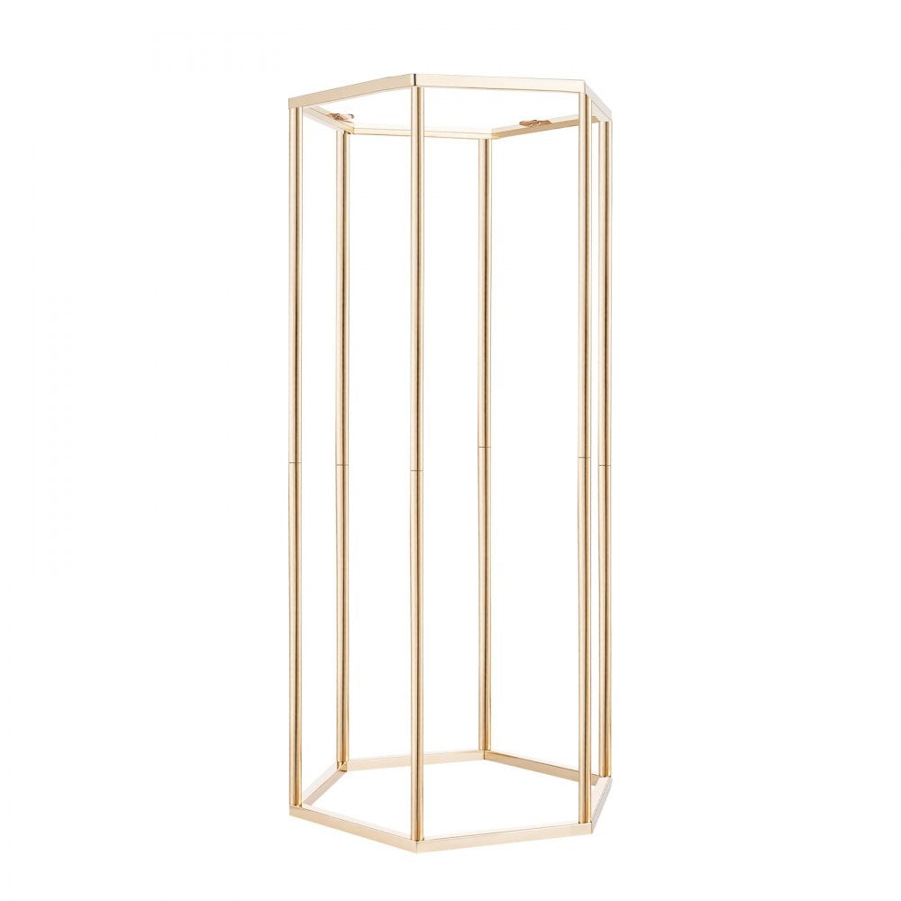 VEVOR Wedding Flower Stand, 10PCS 23.62-inch Column Flower Stand, Floral Stands with Acrylic Laminate, Hexagonal Cubic Floral Display Rack for Wedding, Party, Birthday, Home, French Gold Stands
