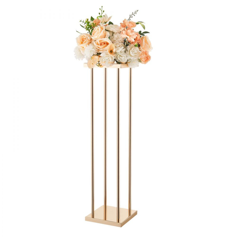 VEVOR Wedding Flower Stand, 10PCS 31.5-inch Column Flower Stand, Floral Stands with Metal Laminate, Cylindrical Cubic Floral Display Rack for Wedding, Party, Birthday, Home, French Gold Stands