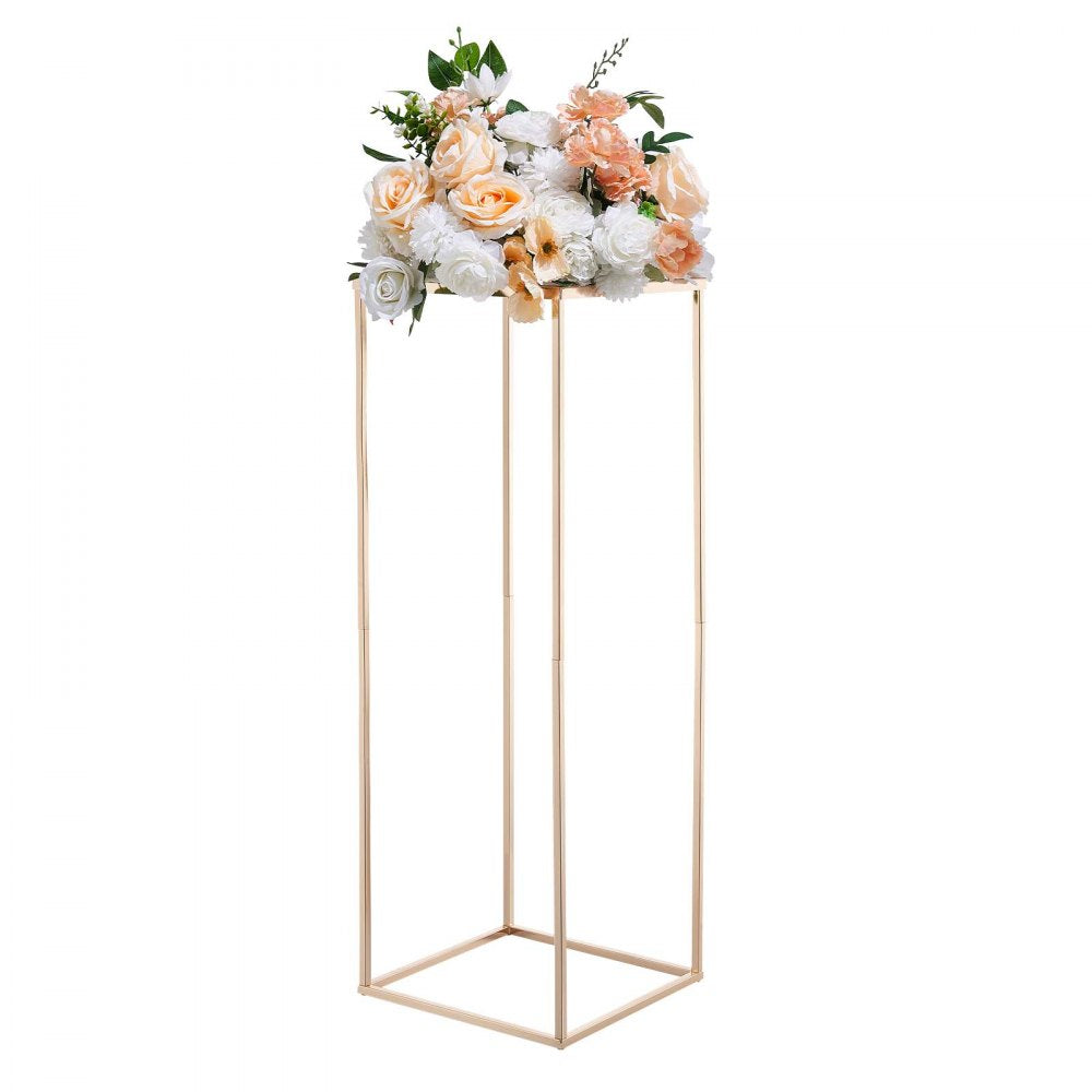 VEVOR Wedding Flower Stand, 10PCS 31.5-inch Column Flower Stand, Floral Stands with Metal Laminate, Rectangular Floral Display Rack for Wedding, Party, Birthday, Home, French Gold Stands