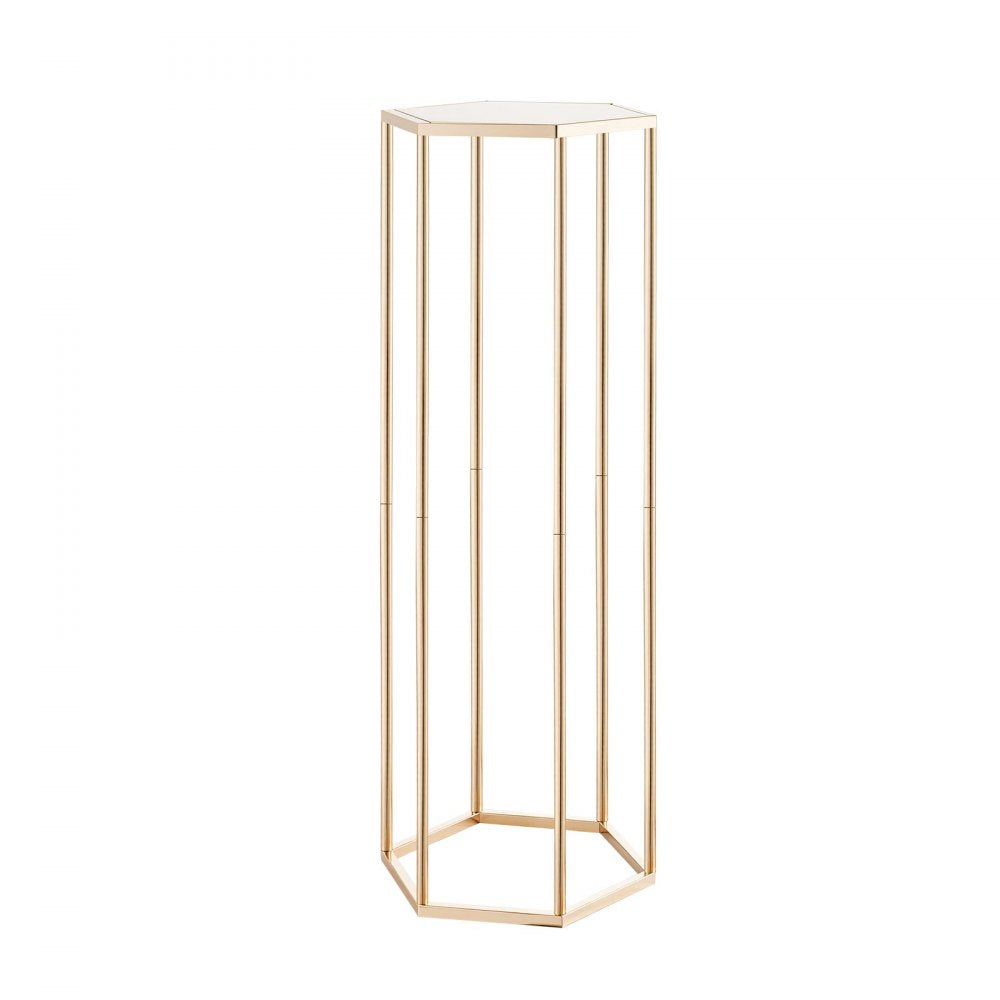 VEVOR Wedding Flower Stand, 10PCS 31.5-inch Column Flower Stand, Floral Stands with Acrylic Laminate, Hexagonal Cubic Floral Display Rack for Wedding, Party, Birthday, Home, French Gold Stands