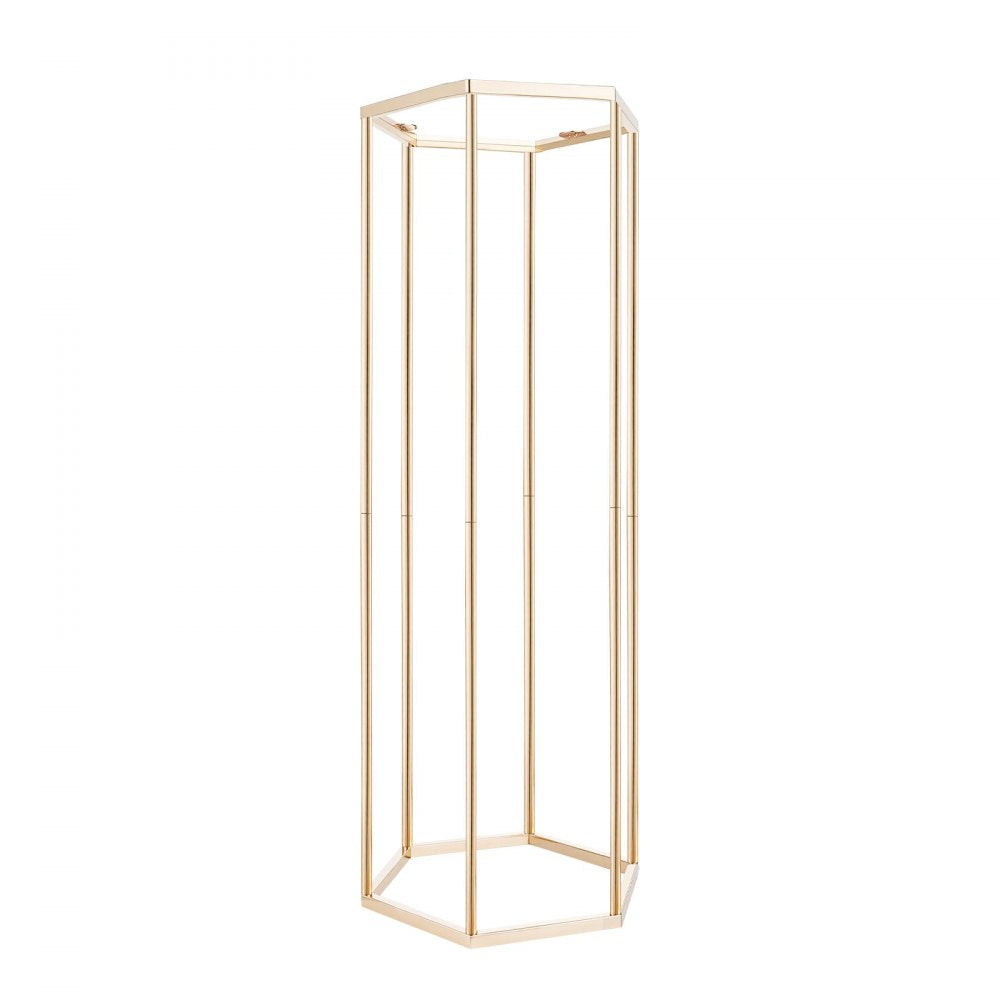 VEVOR Wedding Flower Stand, 10PCS 31.5-inch Column Flower Stand, Floral Stands with Acrylic Laminate, Hexagonal Cubic Floral Display Rack for Wedding, Party, Birthday, Home, French Gold Stands