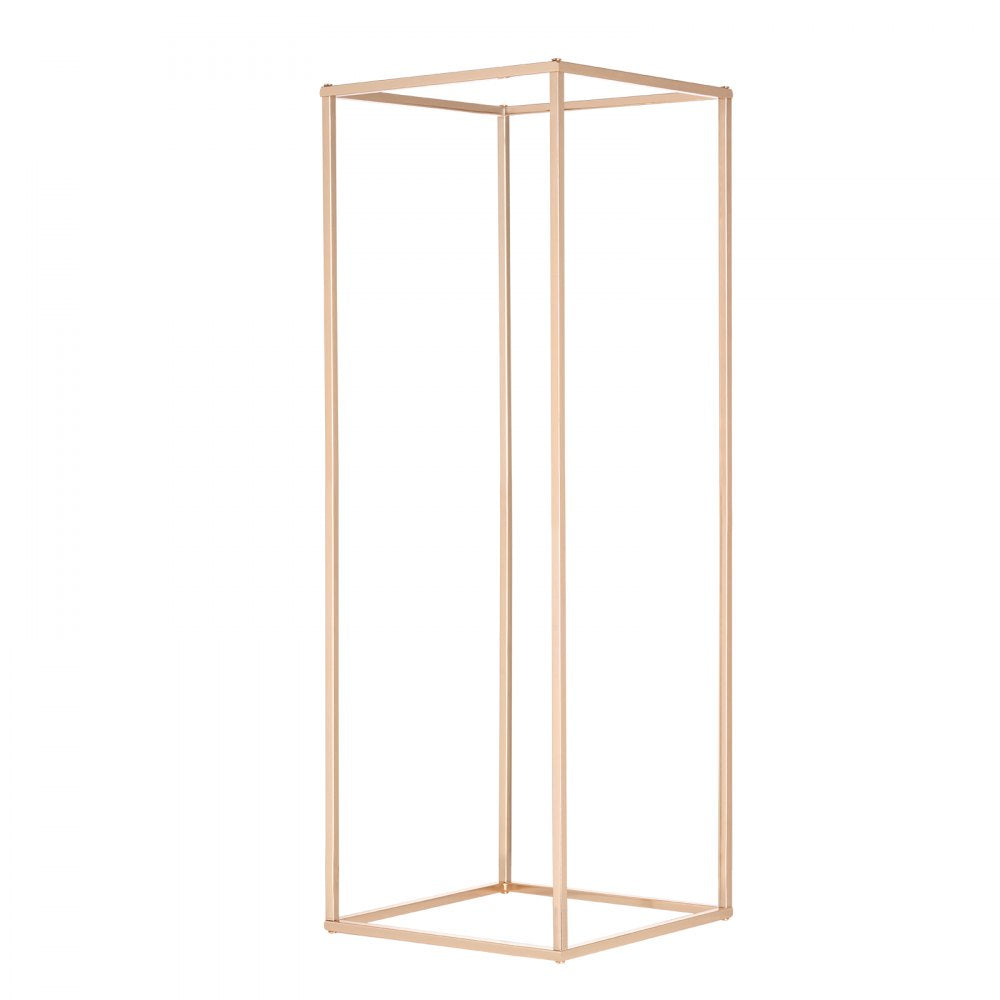 VEVOR 2PCS 31.5inch High Wedding Flower Stand, Metal Vase Column Geometric Centerpiece Stands, Gold Rectangular Floral Display Rack for T-Stage Events Reception, Party Decoration Home