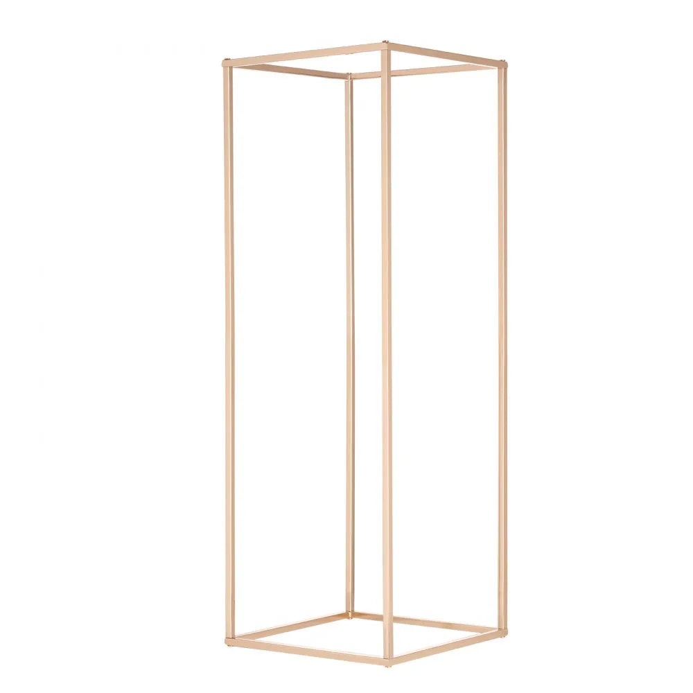 VEVOR 2PCS 31.5inch High Wedding Flower Stand, Metal Vase Column Geometric Centerpiece Stands, Gold Rectangular Floral Display Rack for T-Stage Events Reception, Party Decoration Home
