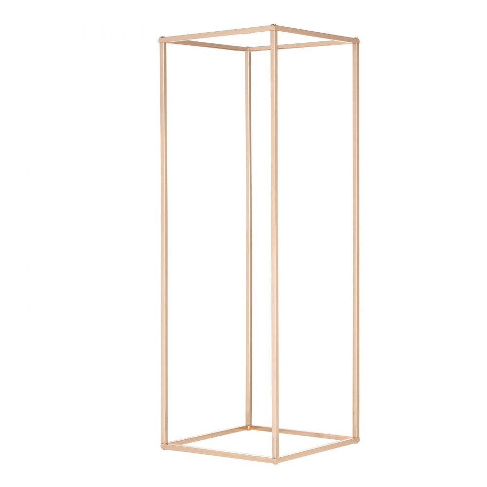 VEVOR 2PCS 31.5inch High Wedding Flower Stand, Metal Vase Column Geometric Centerpiece Stands, Gold Rectangular Floral Display Rack for T-Stage Events Reception, Party Decoration Home