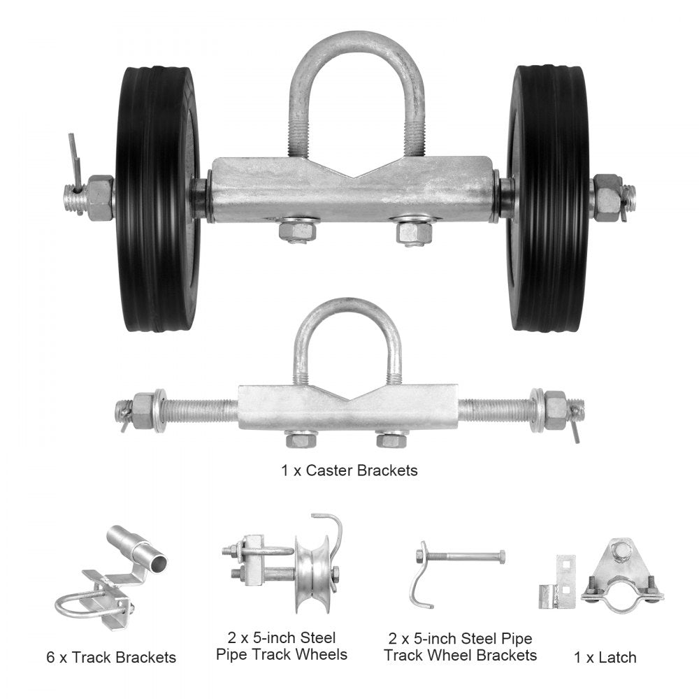 VEVOR Sliding Gate Kit, 6” Rolling Gate Hardware Kit C-type, Wheel Carrier with Two 6" Wheels Support, Heavy Duty Sliding Gate Rollers for Connect Tracks Door Frames,Sliding Gate Guide Roller,600 lbs