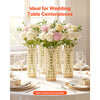 VEVOR 16 PCS Crystal Wedding Flower Vase, 10.24 in Tall Flower Table Centerpieces, Crystal Cylinder Banquet Vases Easy Installation, Versatile Arrangement Stand for Party Events Room Home Decor, Gold