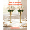 VEVOR 20 PCS Wedding Flower Vase, 16.9 in Tall Trumpet Flower Table Centerpieces, Banquet Vases Easy Installation, Electroplated Versatile Arrangement Stand for Party Events Home Decor Reception, Gold