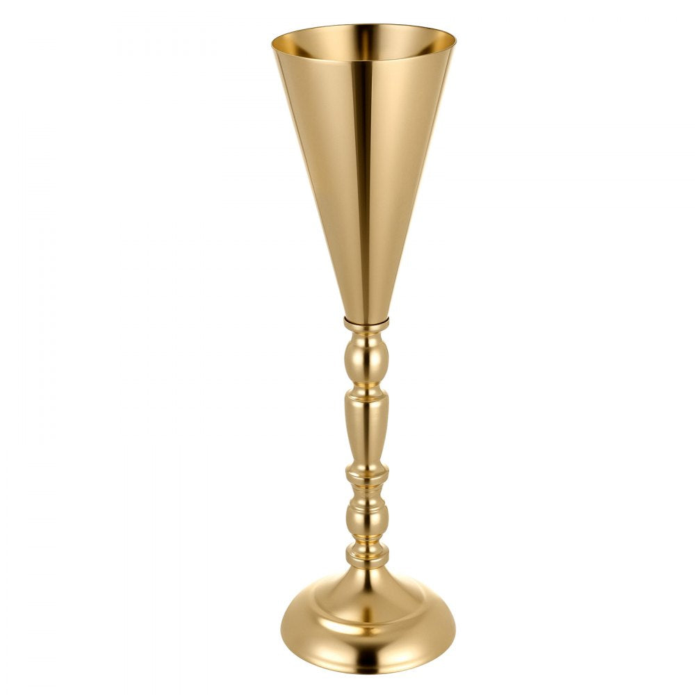 VEVOR 20 PCS Wedding Flower Vase, 16.9 in Tall Trumpet Flower Table Centerpieces, Banquet Vases Easy Installation, Electroplated Versatile Arrangement Stand for Party Events Home Decor Reception, Gold