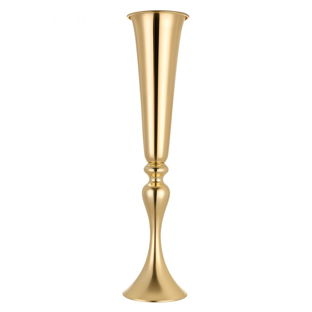 VEVOR 12 PCS Wedding Flower Vase, 21.7 in Tall Trumpet Flower Table Centerpieces, Banquet Vases Easy Installation, Electroplated Versatile Arrangement Stand for Party Events Home Decor Reception, Gold