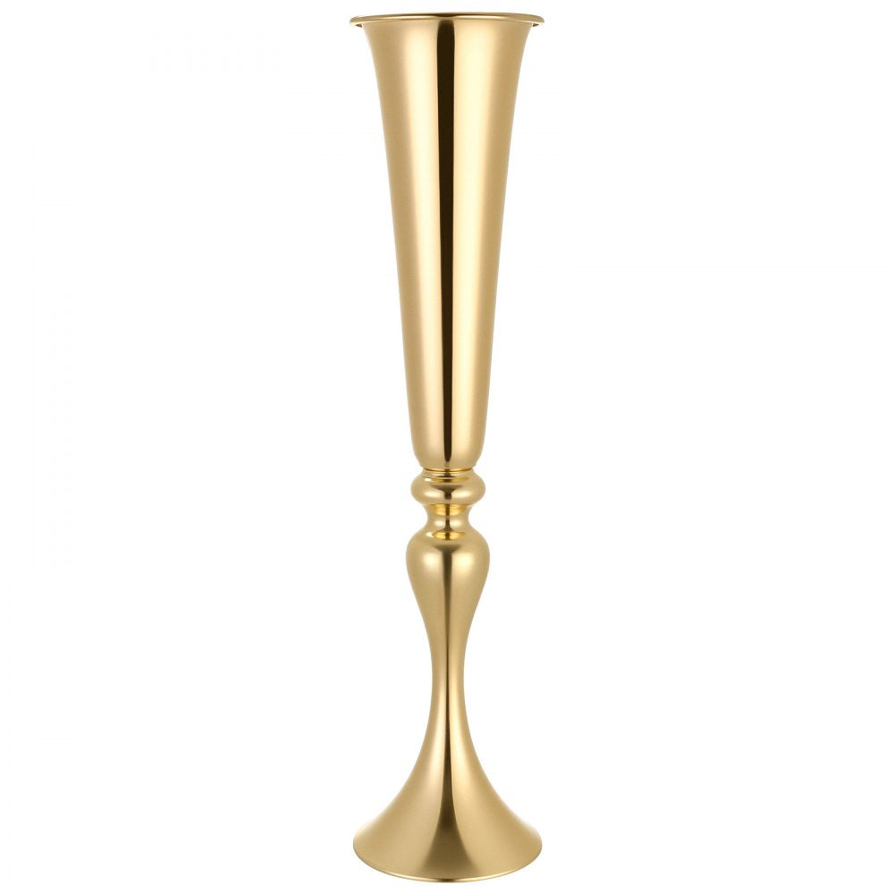 VEVOR 12 PCS Wedding Flower Vase, 21.7 in Tall Trumpet Flower Table Centerpieces, Banquet Vases Easy Installation, Electroplated Versatile Arrangement Stand for Party Events Home Decor Reception, Gold