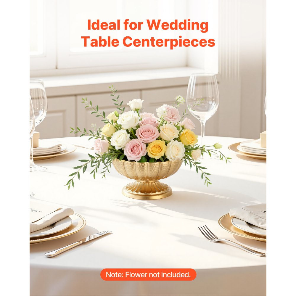 VEVOR 10 PCS Wedding Flower Vase, 4.7 in Mini Flower Table Centerpieces, Small Floral Bowl Decorative Easy Installation, Versatile Arrangement Stand for Party Events Home Decor Reception, Gold