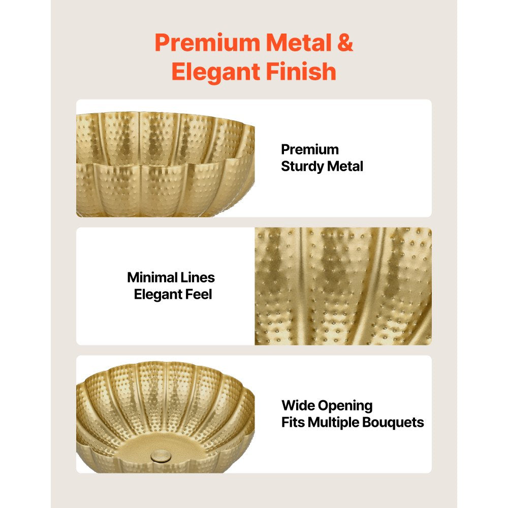 VEVOR 10 PCS Wedding Flower Vase, 4.7 in Mini Flower Table Centerpieces, Small Floral Bowl Decorative Easy Installation, Versatile Arrangement Stand for Party Events Home Decor Reception, Gold
