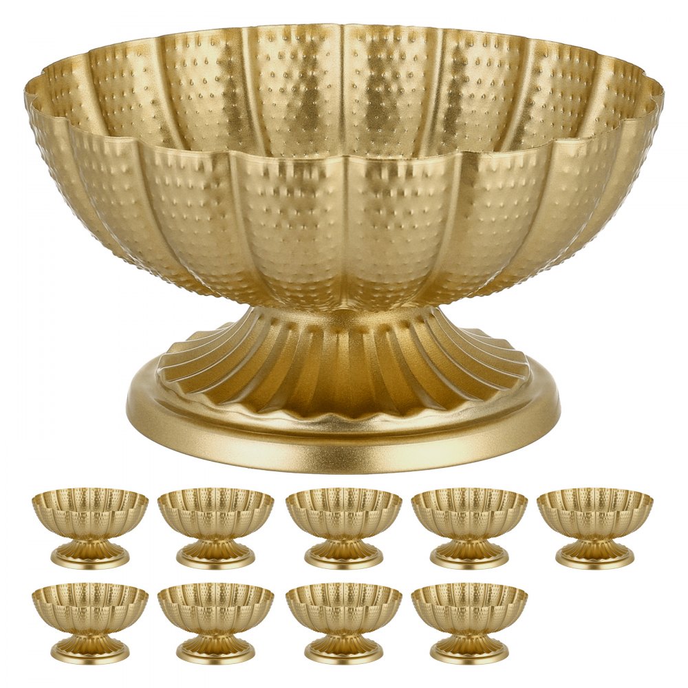 VEVOR 10 PCS Wedding Flower Vase, 4.7 in Mini Flower Table Centerpieces, Small Floral Bowl Decorative Easy Installation, Versatile Arrangement Stand for Party Events Home Decor Reception, Gold