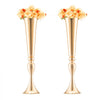VEVOR 2PCS 56cm/22.05” Tall Wedding Flower Vase, Metal Wedding Trumpet Centerpiece, Gold Floral Stand Display Rack for Tables Wedding Dinner Party, Anniversary Ceremony Birthday Event Decor