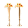 VEVOR 2PCS 56cm/22.05” Tall Wedding Flower Vase, Metal Wedding Trumpet Centerpiece, Gold Floral Stand Display Rack for Tables Wedding Dinner Party, Anniversary Ceremony Birthday Event Decor