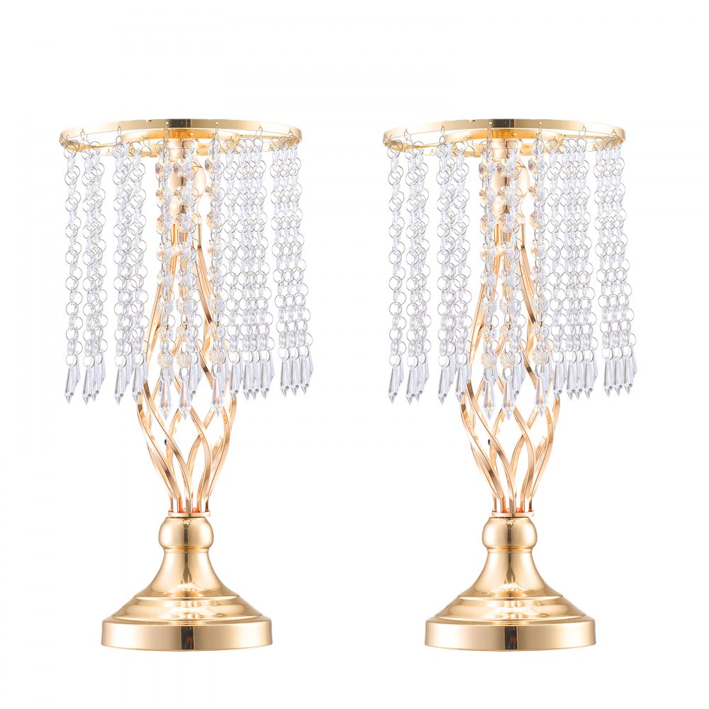 VEVOR 20PCS 43cm/16.9” Tall Crystal Wedding Flower Stand, Metal Wedding Centerpiece Vase, Gold Flower Holders Floral Display Rack for Tables Wedding Dinner Party, Ceremony Birthday Event Decor