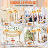 VEVOR 24PCS 50cm/19.7” Tall Wedding Flower Vase, Metal Wedding Centerpiece, Gold Floral Arrangement Stand Display Rack for Tables Wedding Dinner Party, Anniversary Ceremony Birthday Event Decor