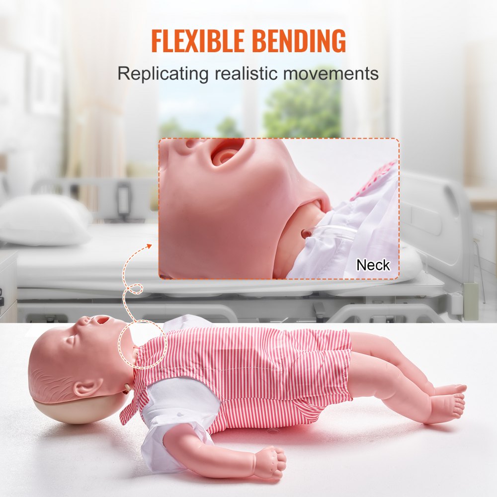 VEVOR Infant CPR Training Manikin, Heimlich Maneuver and Cardiopulmonary Resuscitation (CPR) Practice, Professional Infant Airway Obstruction Training Manikin, Baby Infarction Model for Education