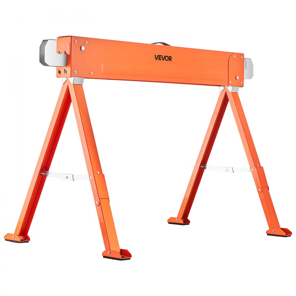 VEVOR Saw Horses, 2 Pack Folding Work Horses, 1323 lbs Load Capacity Sawhorse with Heavy Duty Legs, All-Metal Portable Saw Horse with Non-Slip Foot Pads, for Woodworking, Carpenters & Contractors