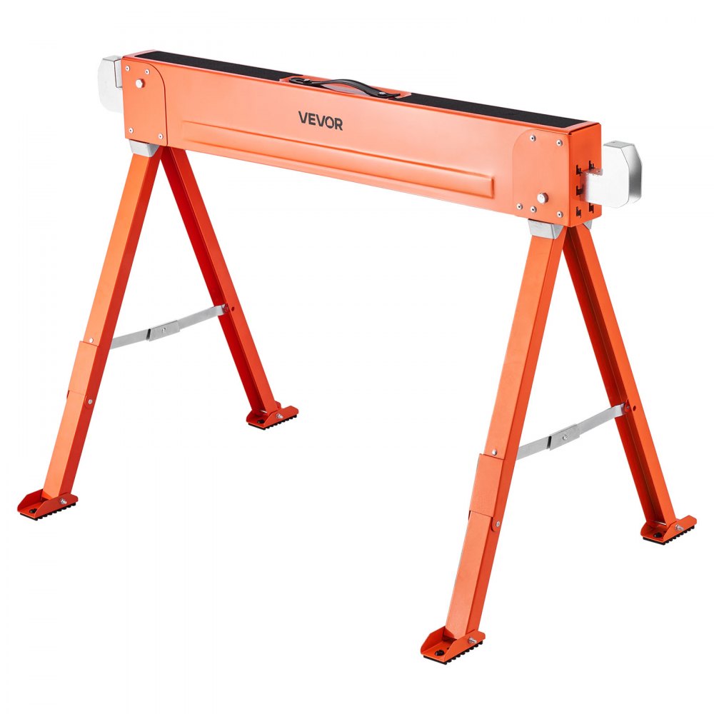 VEVOR Saw Horses, 2 Pack Folding Work Horses, 1323 lbs Load Capacity Sawhorse with Heavy Duty Legs, All-Metal Portable Saw Horse with Non-Slip Foot Pads, for Woodworking, Carpenters & Contractors
