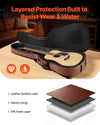 VEVOR Acoustic Guitar Hard Case, 47.1 Inch, Hard-Shell Protective Travel Carrying Case with Accessory Compartment, Foam Padding, Portable Handle, Shoulder Straps, for 41 Inch Acoustic Guitars, Brown