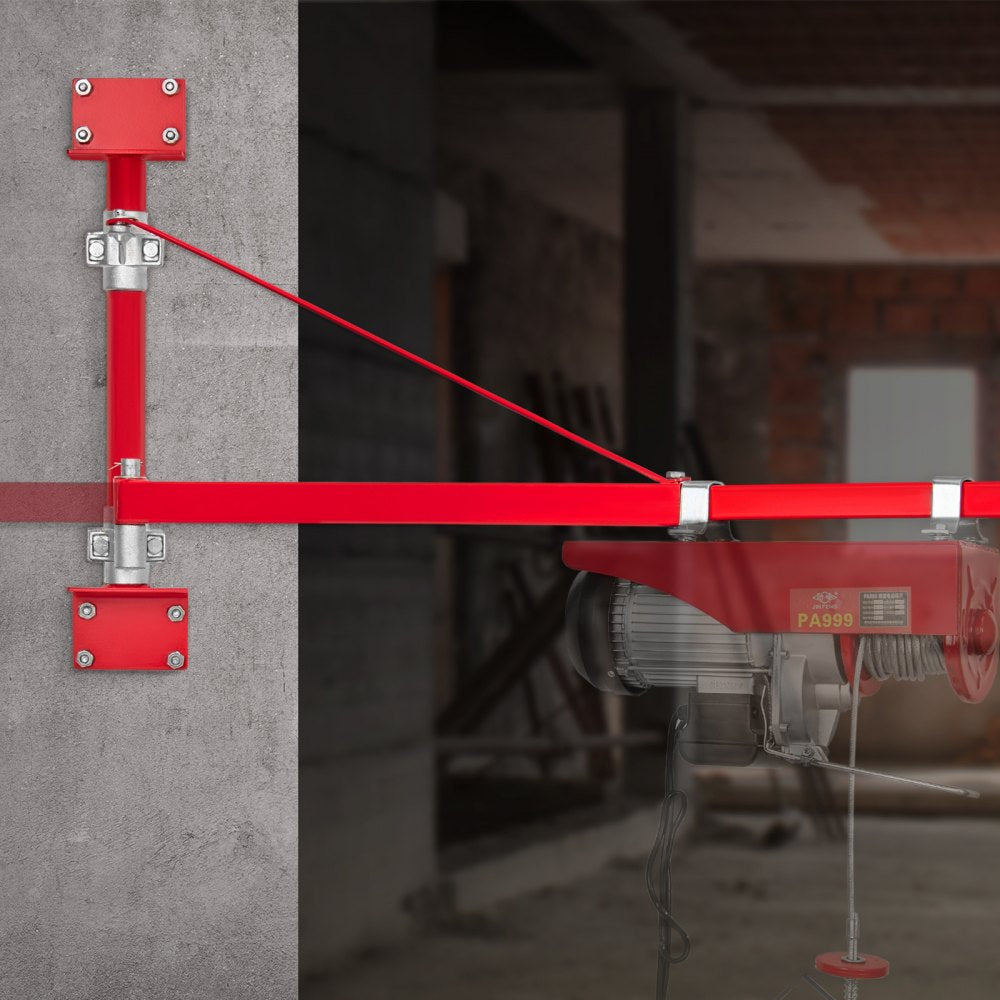 VEVOR Electric Hoist Support Arm, 1320 lbs Max Load Capacity, Electric Hoist Holder Swing Arm with Pole, Steel Hoist Frame, 180° Swivel Scaffold Hoist Lifting Arm, Winch Hoist Arm for Workshop, Garage