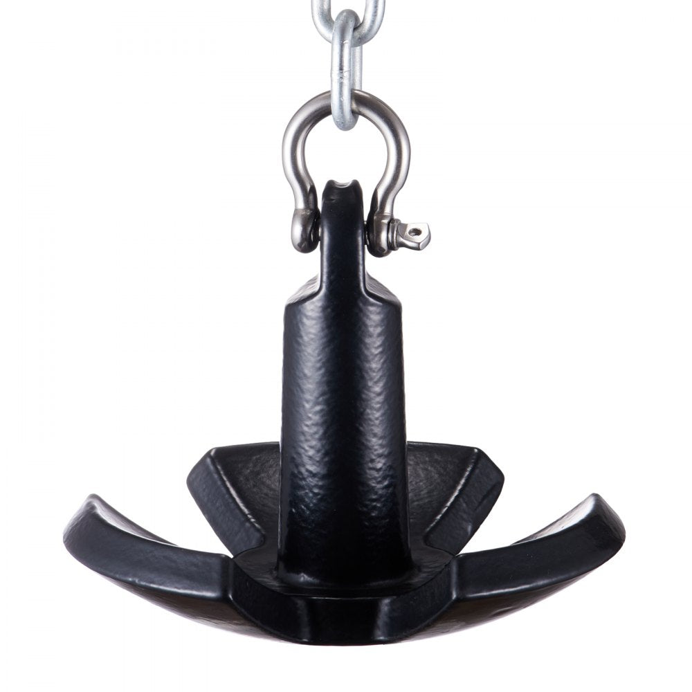 VEVOR River Anchor, 12 LBS Boat Anchor Cast Iron Black Vinyl-Coated with Shackle, Marine Grade Mushroom Anchor for Boats Up To 10 ft, Impressive Holding Power in River and Mud Bottom Lakes