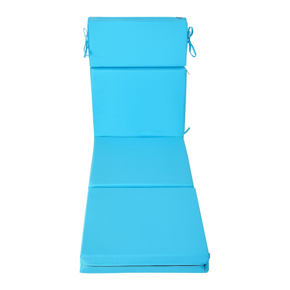 VEVOR Chaise Lounge Cushion, 72 x 21 x 4 in, Set of 2 Outdoor Lounge Chair Cushions, Waterproof & Fade-Resistant, Sun Lounger Cushions with Ties, Thick Patio Lounger Pads for Pool Deck, Teal Color