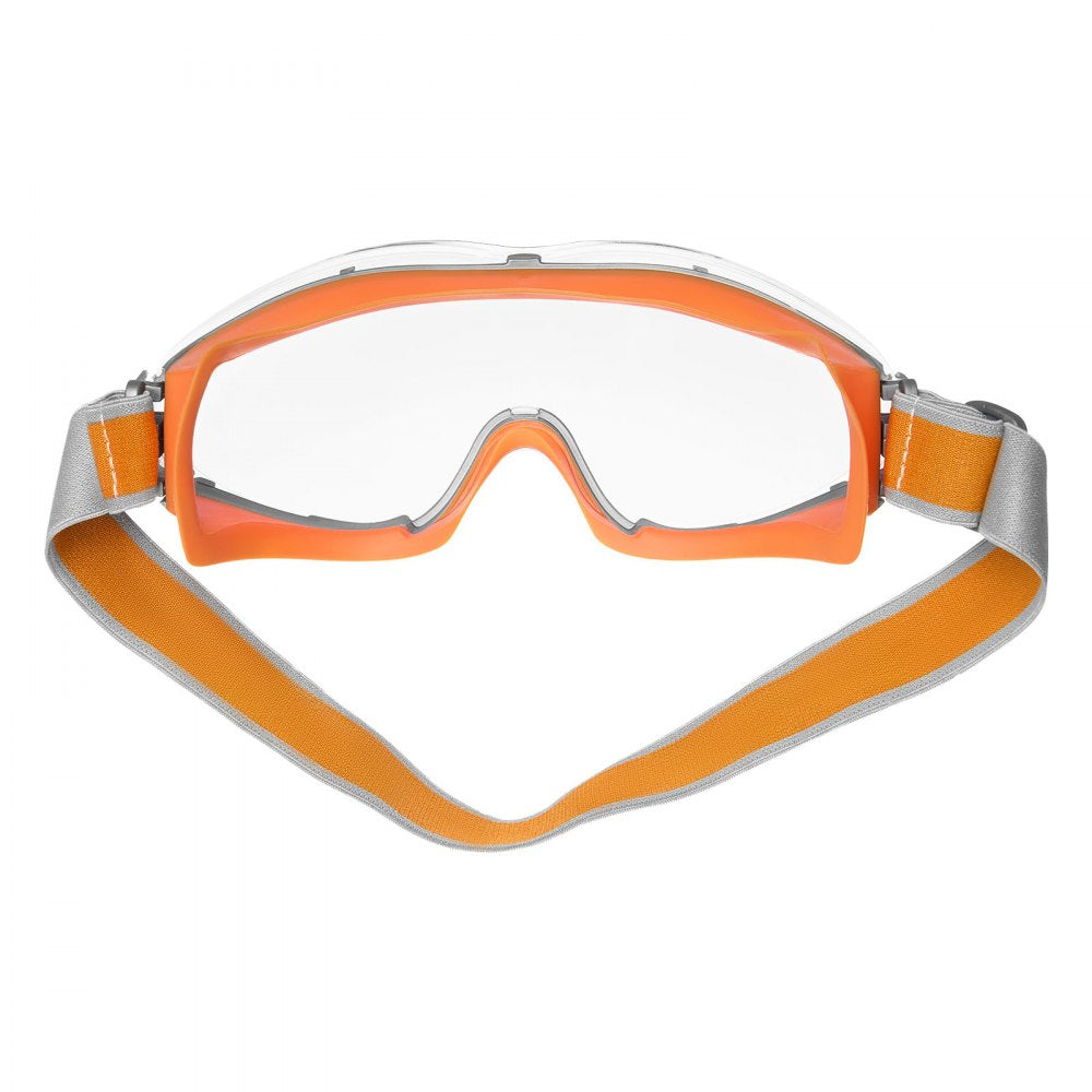 VEVOR Safety Glasses, Anti-Fog and Scratch-Resistant Clear Lens, Over Eyeglasses Safety Goggles with Adjustable Elastic Headband, ANSI Z87.1+ Protective Eye Goggles, for Work, Lab and Construction