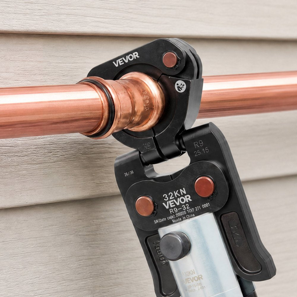 VEVOR 7PCS VUS Pressing Kit with 4 Press Jaws, 2 Press Rings & 1 Actuator, Fits 1/2" to 2" Copper Pipes, Compatible with ProPress, Work with 32KN Standard & Extended Press Tools for 180°  Operation