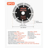 VEVOR Diamond Blades 5 inch, 5-Pack Wall Chaser Saw Blade Cutting Blade, 0.79 in Arbor, High-Hardness Diamond Segments, 65Mn Steel Core, Dry Wet Cutting, Clean Edges for Concrete Brick Stone Cement