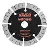 VEVOR Diamond Blades 5 inch, 5-Pack Wall Chaser Saw Blade Cutting Blade, 0.79 in Arbor, High-Hardness Diamond Segments, 65Mn Steel Core, Dry Wet Cutting, Clean Edges for Concrete Brick Stone Cement