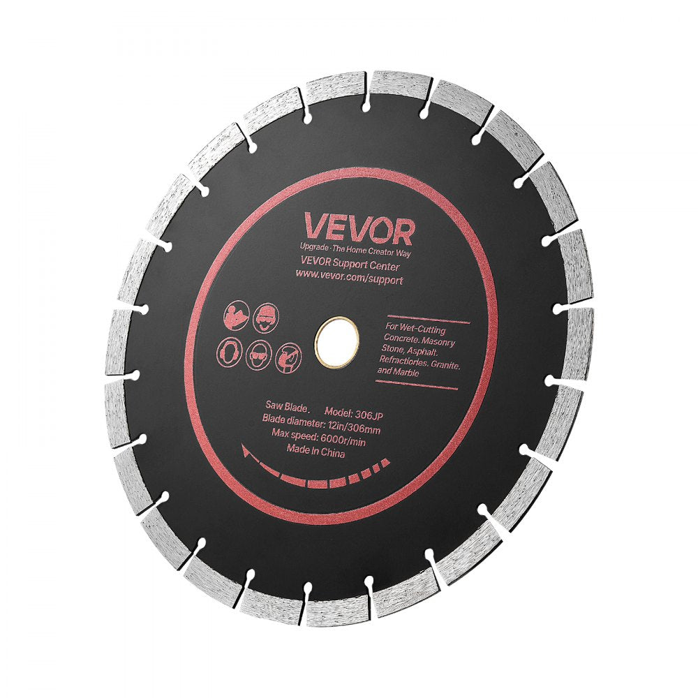 VEVOR Diamond Blades 12 inch, 3-Pack Concrete Saw Blade Set, 1 in Arbor, High-Hardness Diamond Segments, 65Mn Steel Core, Dry Wet Cutting, Clean Edges for Concrete, Masonry, Brick, Stone, Granite