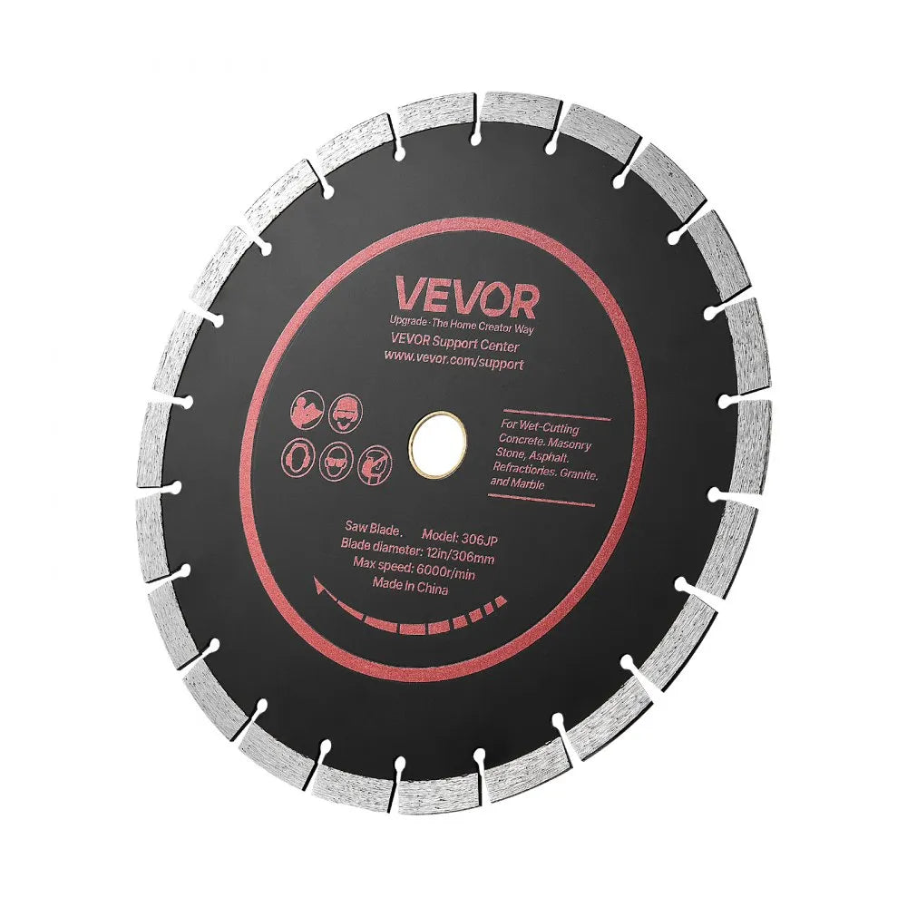 VEVOR Diamond Blades 12 inch, 3-Pack Concrete Saw Blade Set, 1 in Arbor, High-Hardness Diamond Segments, 65Mn Steel Core, Dry Wet Cutting, Clean Edges for Concrete, Masonry, Brick, Stone, Granite