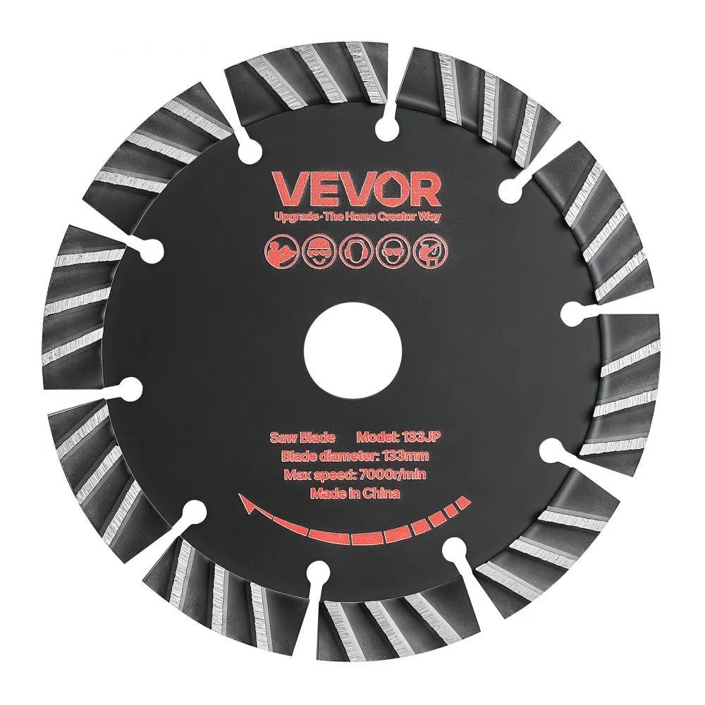 VEVOR Diamond Blades 5.24 inch, 5-Pack Wall Chaser Saw Blade Cutting Blade, 0.79 in Arbor, High-Hardness Diamond Segments, 65Mn Steel Core, Dry Wet Cutting, Clean Edges for Concrete Brick Stone Cement