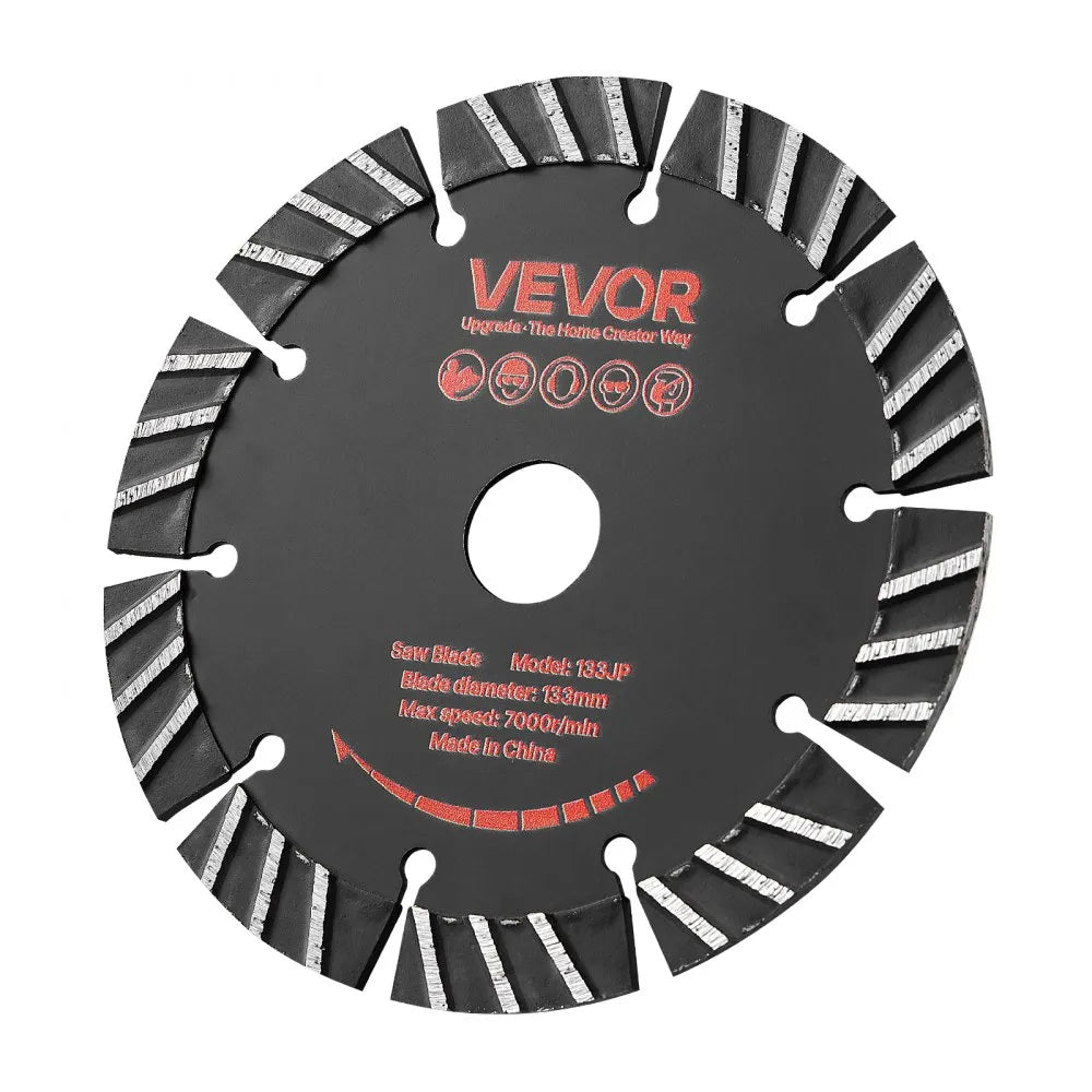 VEVOR Diamond Blades 5.24 inch, 5-Pack Wall Chaser Saw Blade Cutting Blade, 0.79 in Arbor, High-Hardness Diamond Segments, 65Mn Steel Core, Dry Wet Cutting, Clean Edges for Concrete Brick Stone Cement