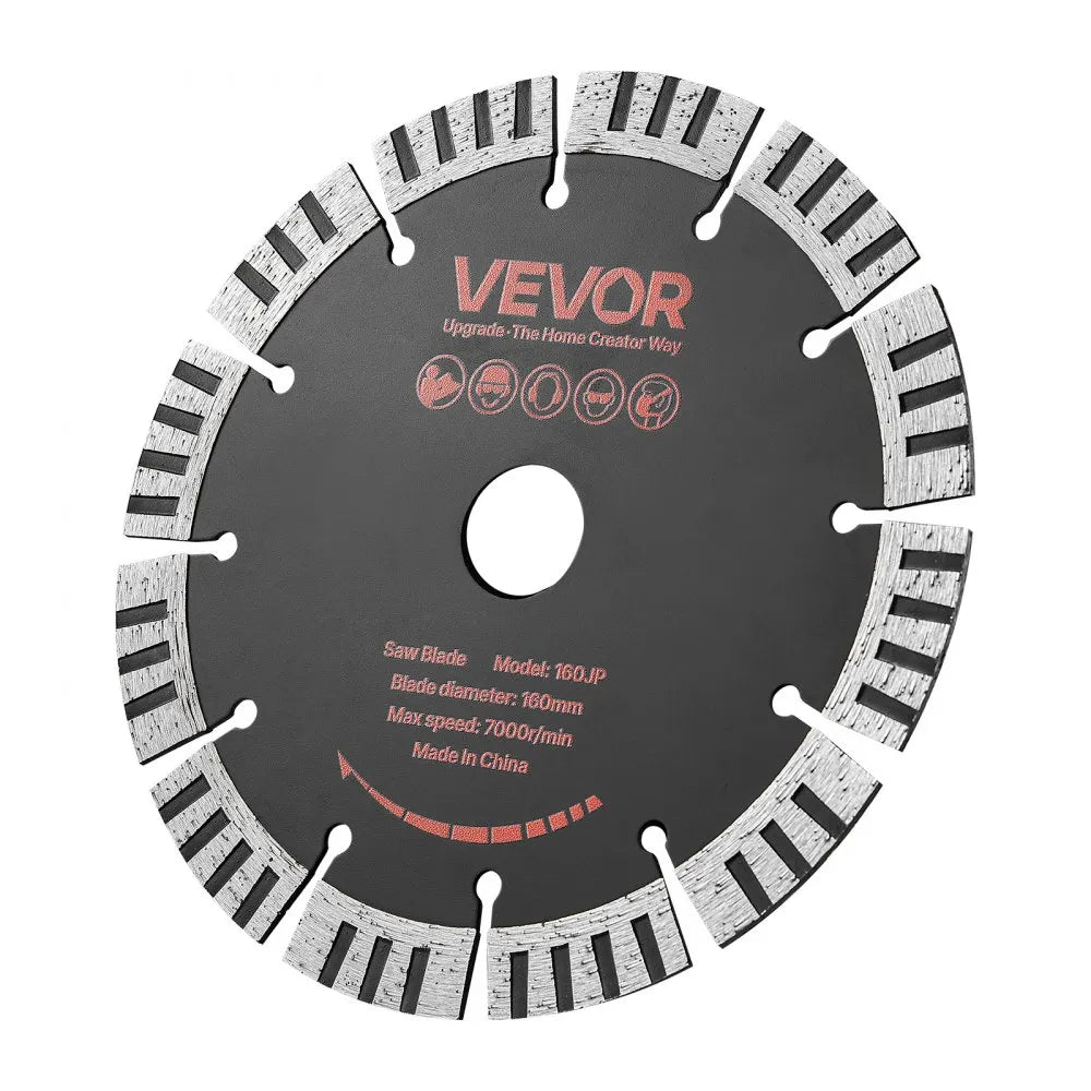 VEVOR Diamond Blades 6.3 inch, 5-Pack Wall Chaser Saw Blade Cutting Blade, 0.87 in Arbor, High-Hardness Diamond Segments, 65Mn Steel Core, Dry Wet Cutting, Clean Edges for Concrete Brick Stone Cement