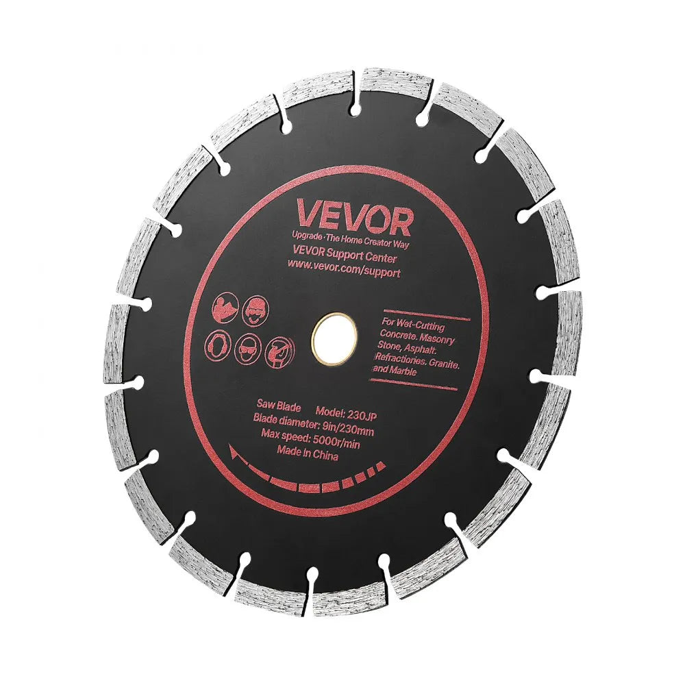 VEVOR Diamond Blades 9 inch, 3-Pack Concrete Saw Blade Set, 7/8 in Arbor, High-Hardness Diamond Segments, 65Mn Steel Core, Dry Wet Cutting, Clean Edges for Concrete, Masonry, Brick, Stone, Granite