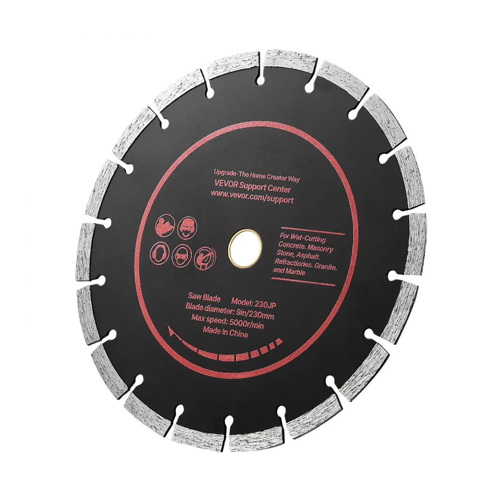 VEVOR Diamond Blades 9 inch, 3-Pack Concrete Saw Blade Set, 7/8 in Arbor, High-Hardness Diamond Segments, 65Mn Steel Core, Dry Wet Cutting, Clean Edges for Concrete, Masonry, Brick, Stone, Granite