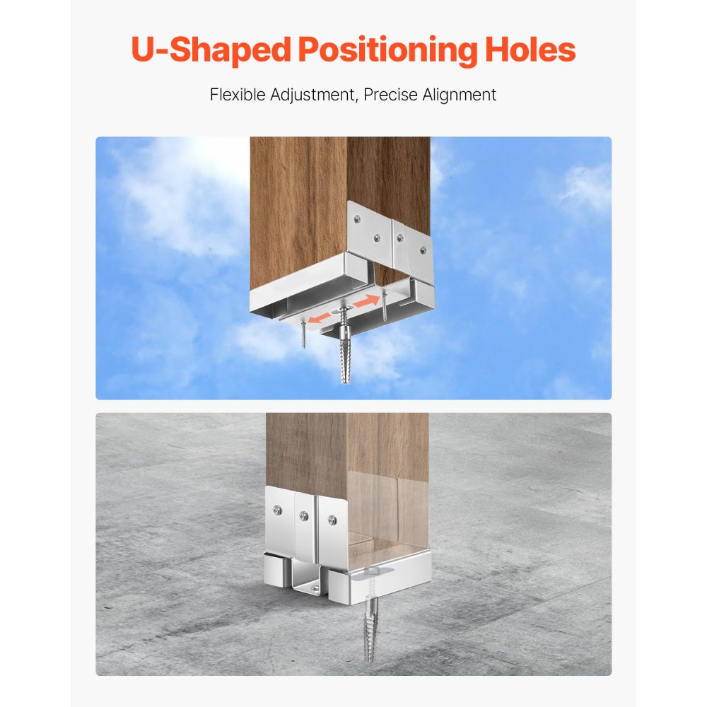 VEVOR 4x4 Post Base 10 Pcs, Inner Size 3.53x3.56inch/89.6x90.5mm Concrete Post Anchor, Heavy-Duty Zinc-Plated Carbon Steel Posts Brackets with 1 Inch Standoff Elevation, for Concrete Pergolas Patios