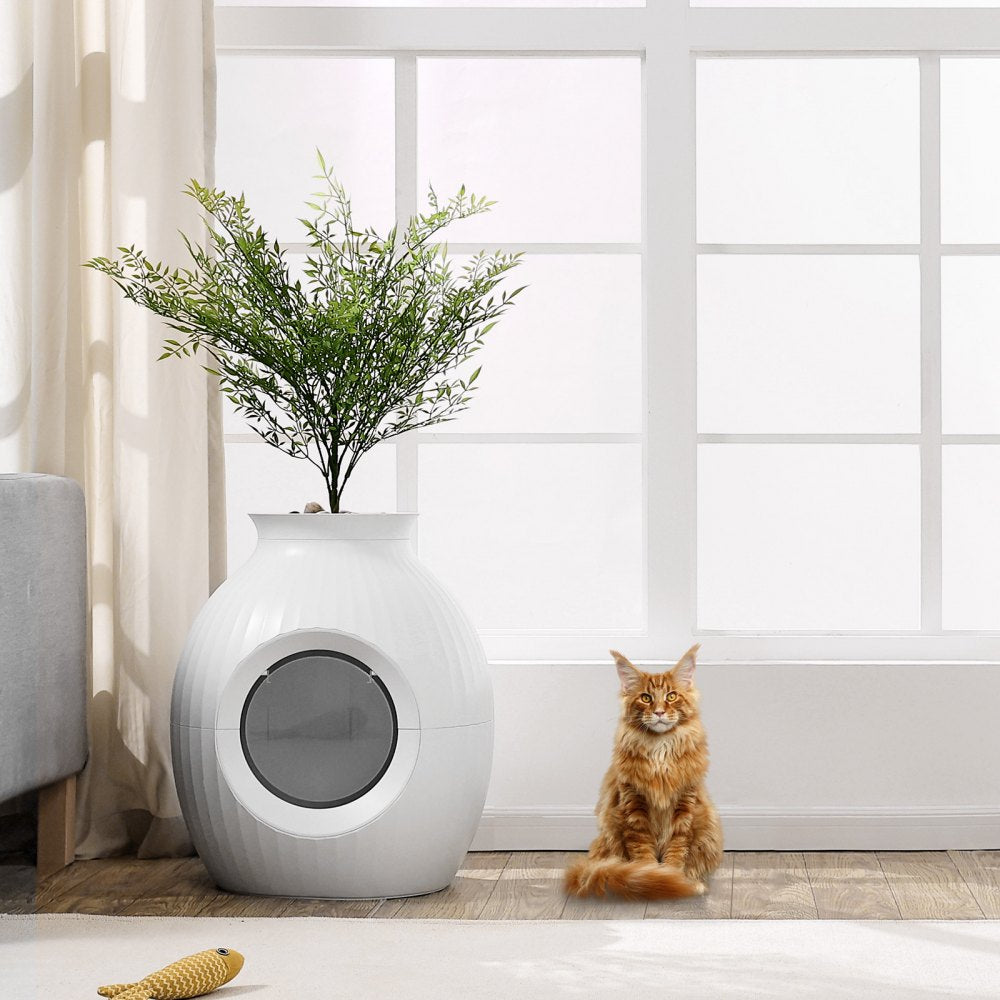 VEVOR Plant Cat Litter Box, Smart Odor Control System, Hidden Cat Litter Box with 9.48 in Large Entrance, Lighting Decoration & Sturdy ABS Material, Fit for Living Room/Corner/Outdoor Pool/Patio