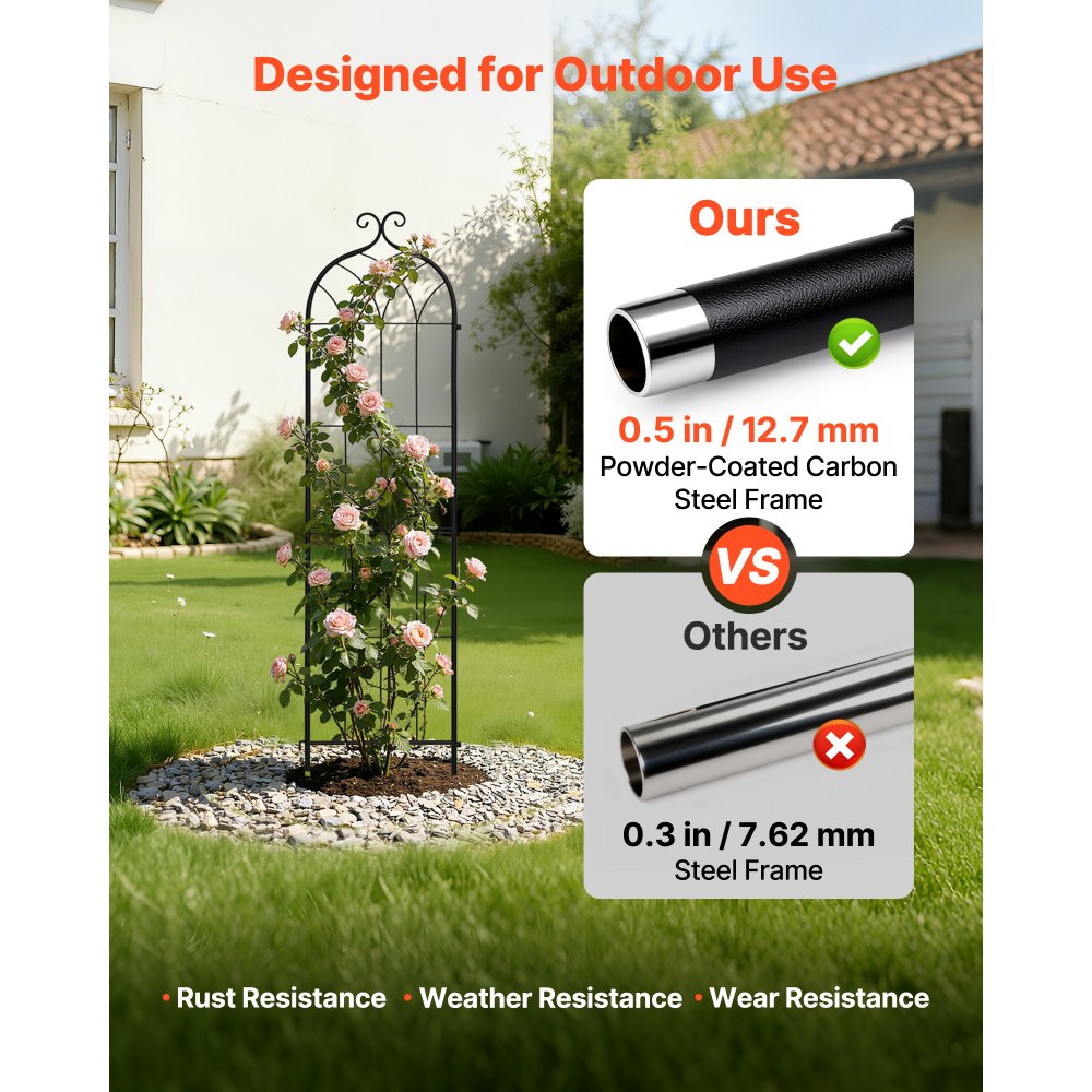 VEVOR Garden Trellis, 60 x 15 inch Rose Trellis, 4 Packs Garden Flower Rose Trellises with Powder-Coated Finish & Convenient Locking Design, Plant Support Trellises for Flowers, Vegetables, Roses