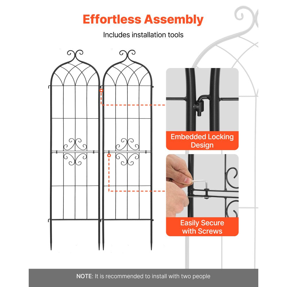 VEVOR Garden Trellis, 60 x 15 inch Rose Trellis, 4 Packs Garden Flower Rose Trellises with Powder-Coated Finish & Convenient Locking Design, Plant Support Trellises for Flowers, Vegetables, Roses