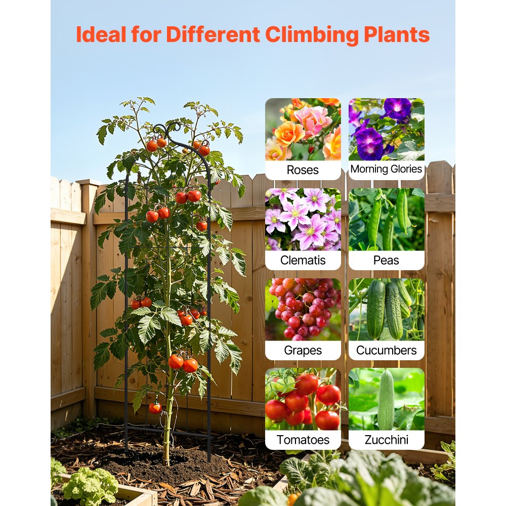 VEVOR Garden Trellis, 60 x 15 inch Rose Trellis, 4 Packs Garden Flower Rose Trellises with Powder-Coated Finish & Convenient Locking Design, Plant Support Trellises for Flowers, Vegetables, Roses