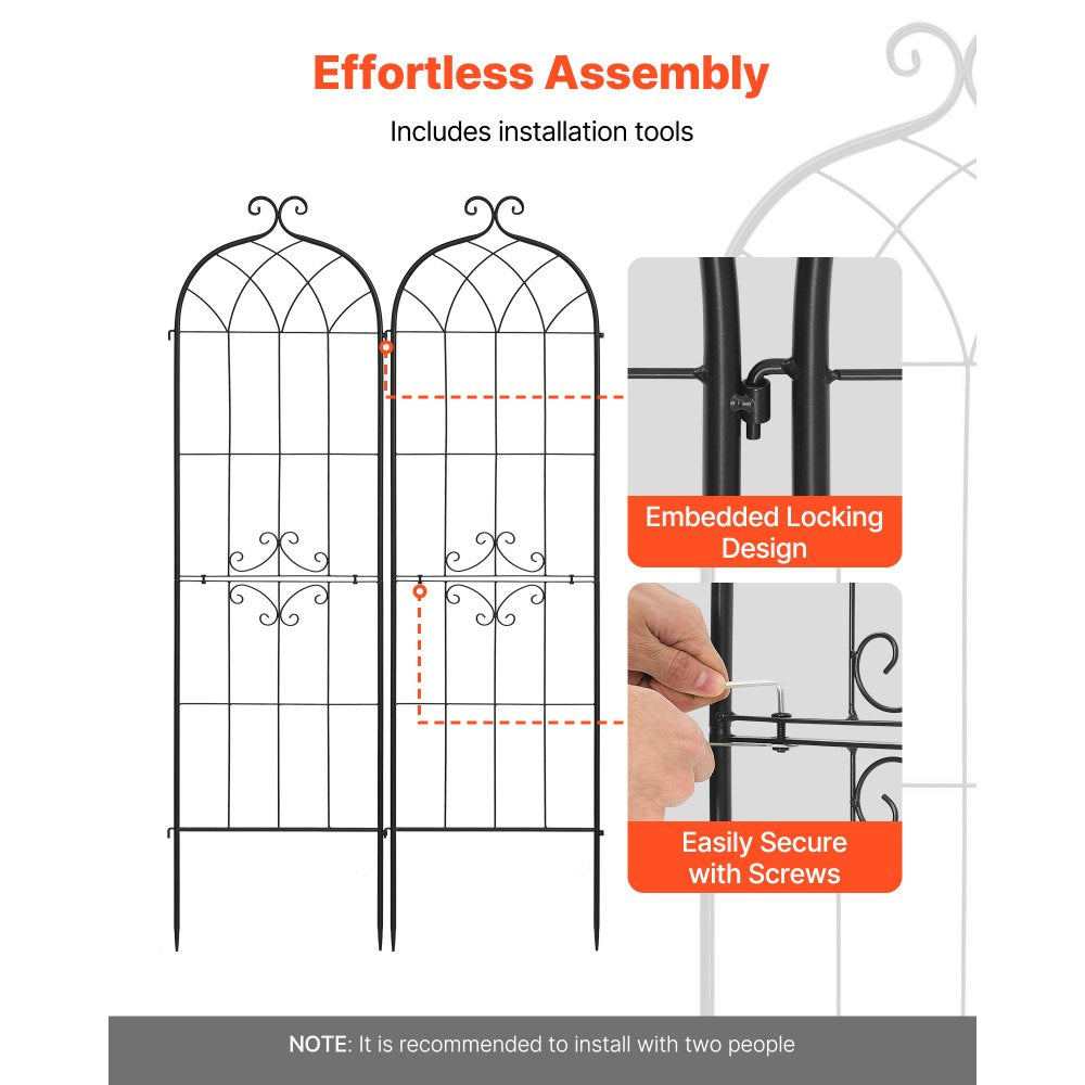 VEVOR Garden Trellis, 71 x 20 inch Rose Trellis, 4 Packs Garden Flower Rose Trellises with Powder-Coated Finish & Convenient Locking Design, Plant Support Trellises for Flowers, Vegetables, Roses