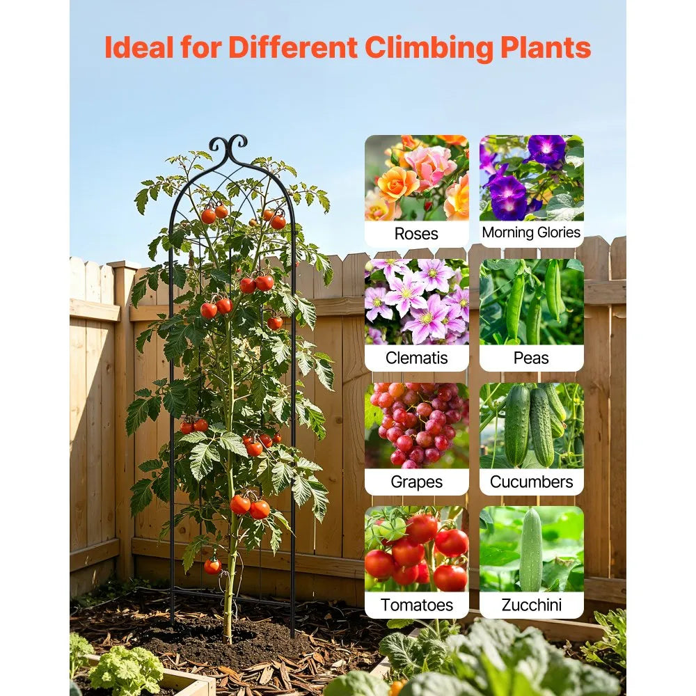 VEVOR Garden Trellis, 71 x 20 inch Rose Trellis, 8 Packs Garden Flower Rose Trellises with Powder-Coated Finish & Convenient Locking Design, Plant Support Trellises for Flowers, Vegetables, Roses